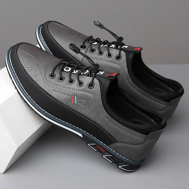 Men's Vegan PU Leather Lace-Up Shoes