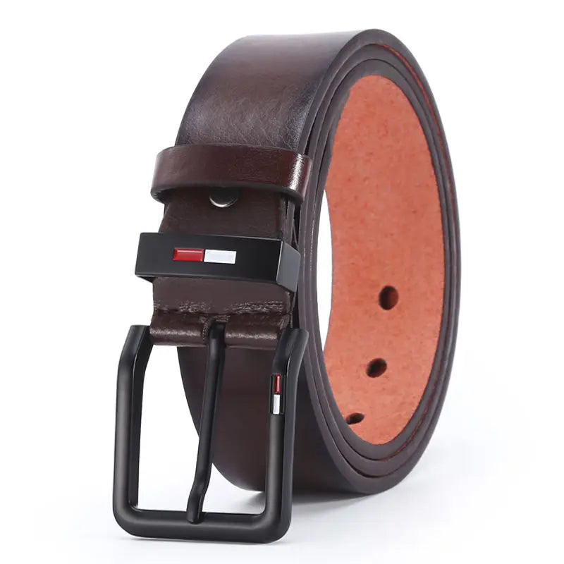 Men’s PU Leather Belt with Square Pin Buckle – Business Casual Waist Belt