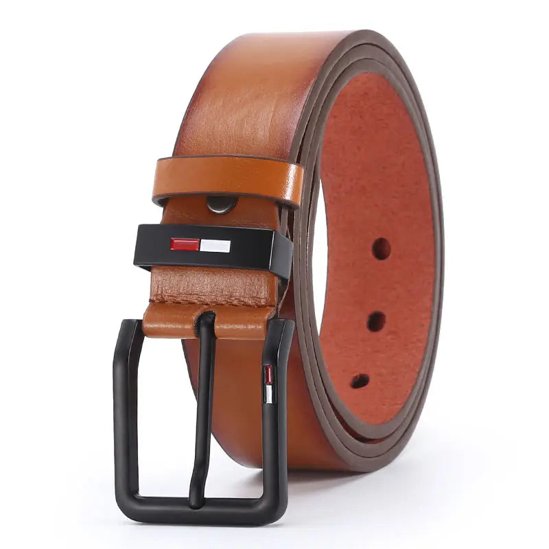 Men’s PU Leather Belt with Square Pin Buckle – Business Casual Waist Belt