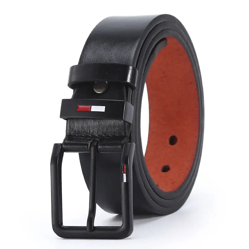 Men’s PU Leather Belt with Square Pin Buckle – Business Casual Waist Belt