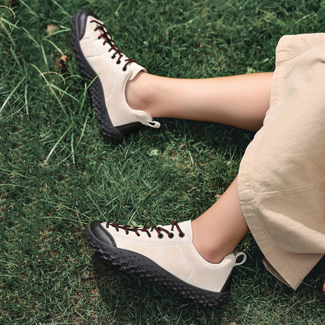 Men's trail shoes featuring flexible construction and a minimalist design