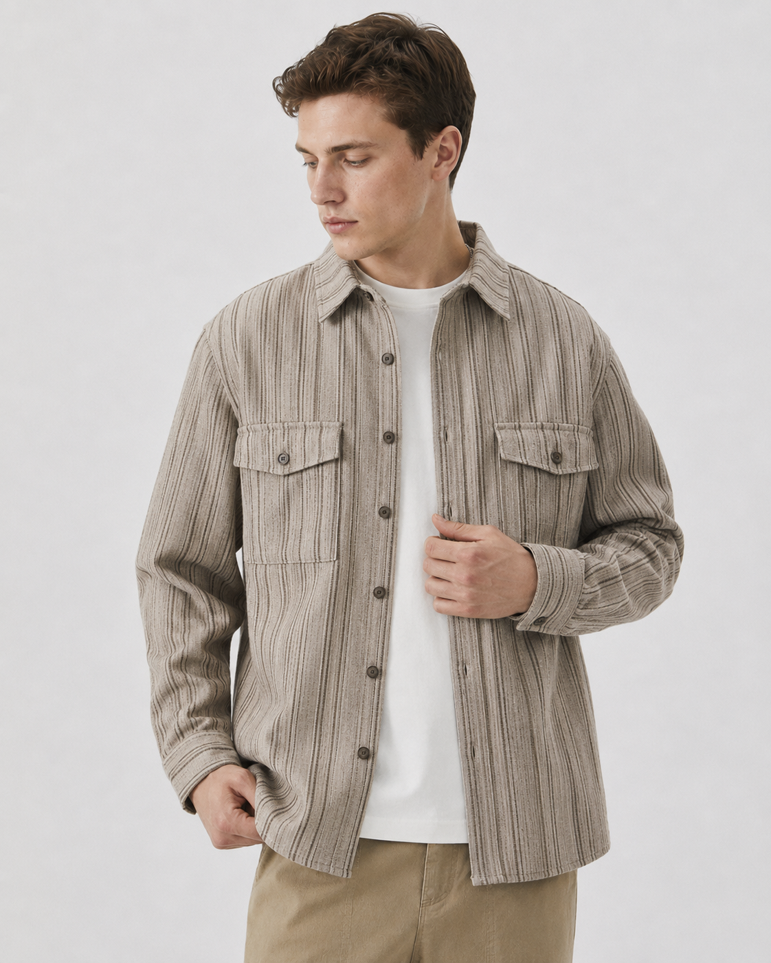 Textured Button Up Overshirt