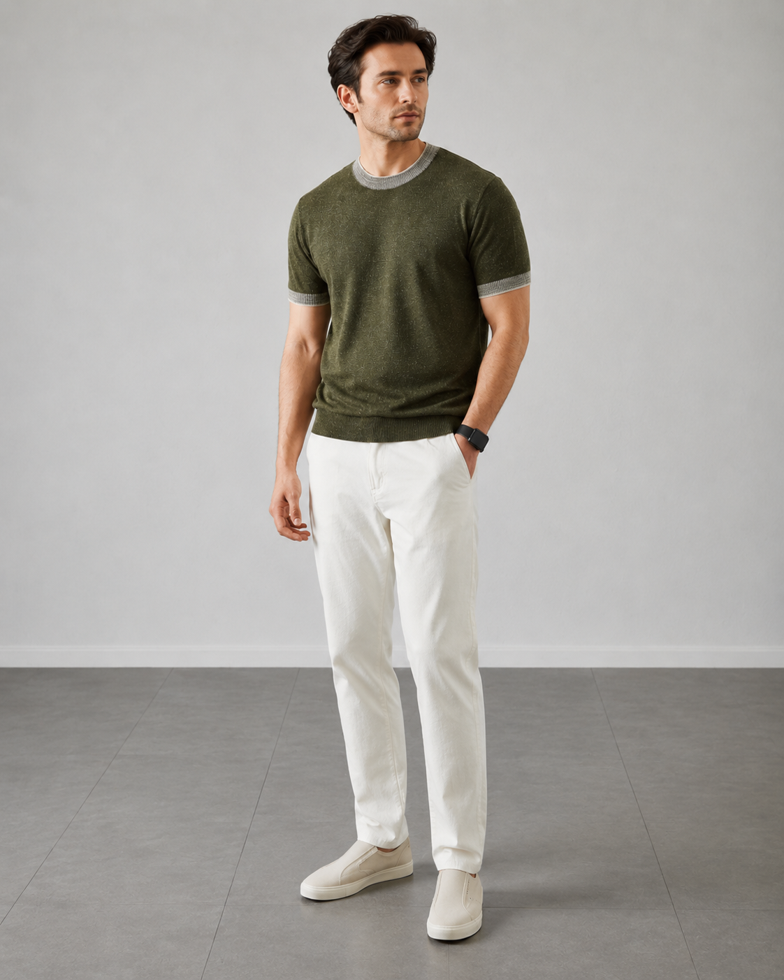 Cotton contrast knit tee fabric and color contrast