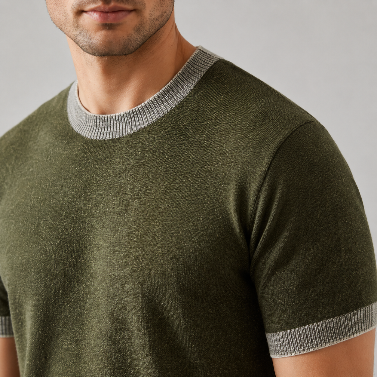 Full view of the Cotton Contrast Knit Tee
