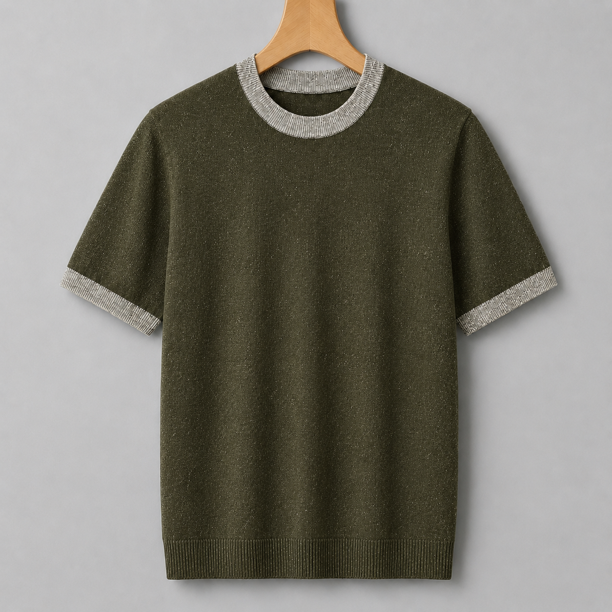 Cotton Contrast Knit Tee