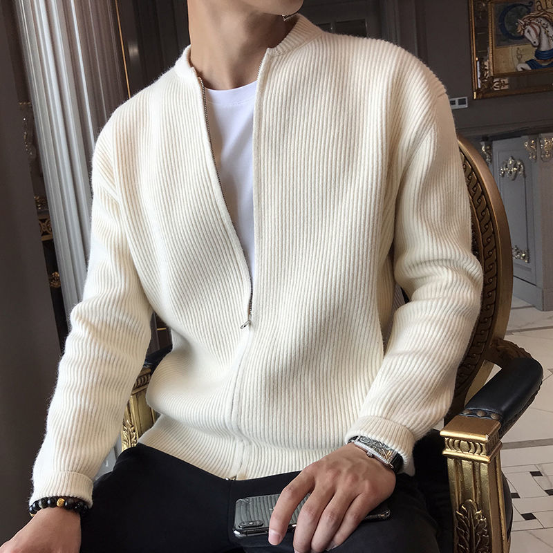 Men's classic knit cardigan shown from the front