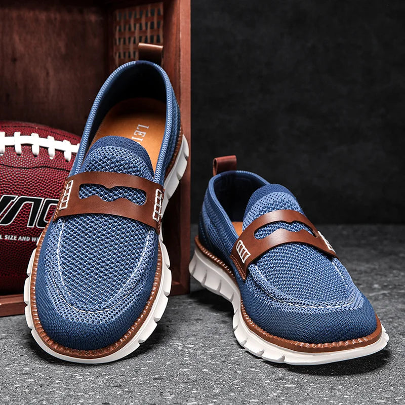 Close-up of the penny loafer vamp and leather trim