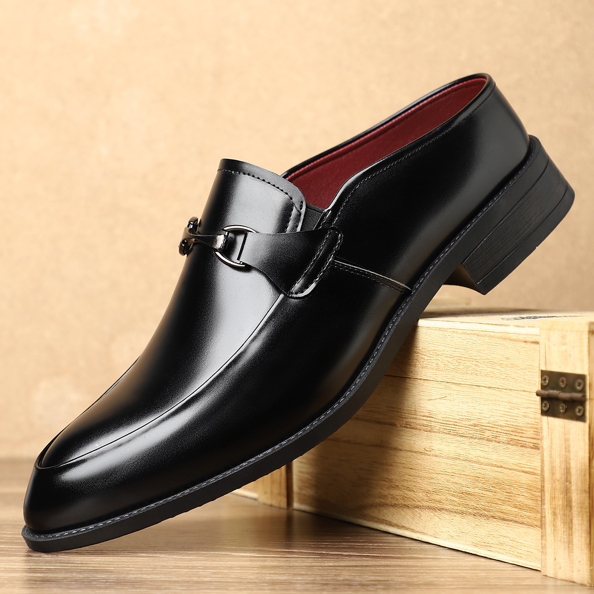 Genuine Leather Loafers With Metal Detail