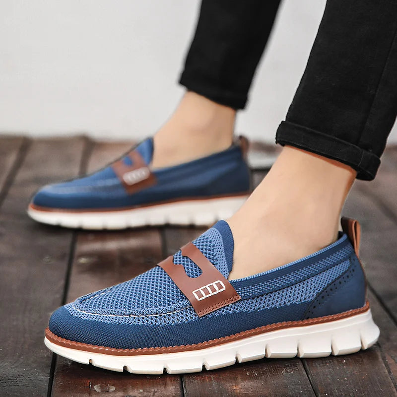 Side profile of a men's slip-on penny loafer