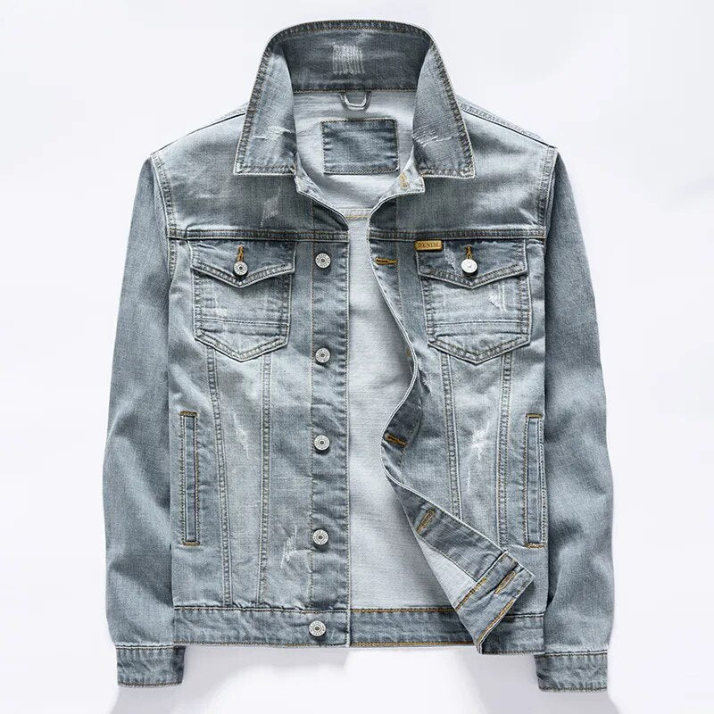 women printed denim jacket vintage casual street outwear jean coat (XS,  S117 Grey) at Amazon Women's Coats Shop