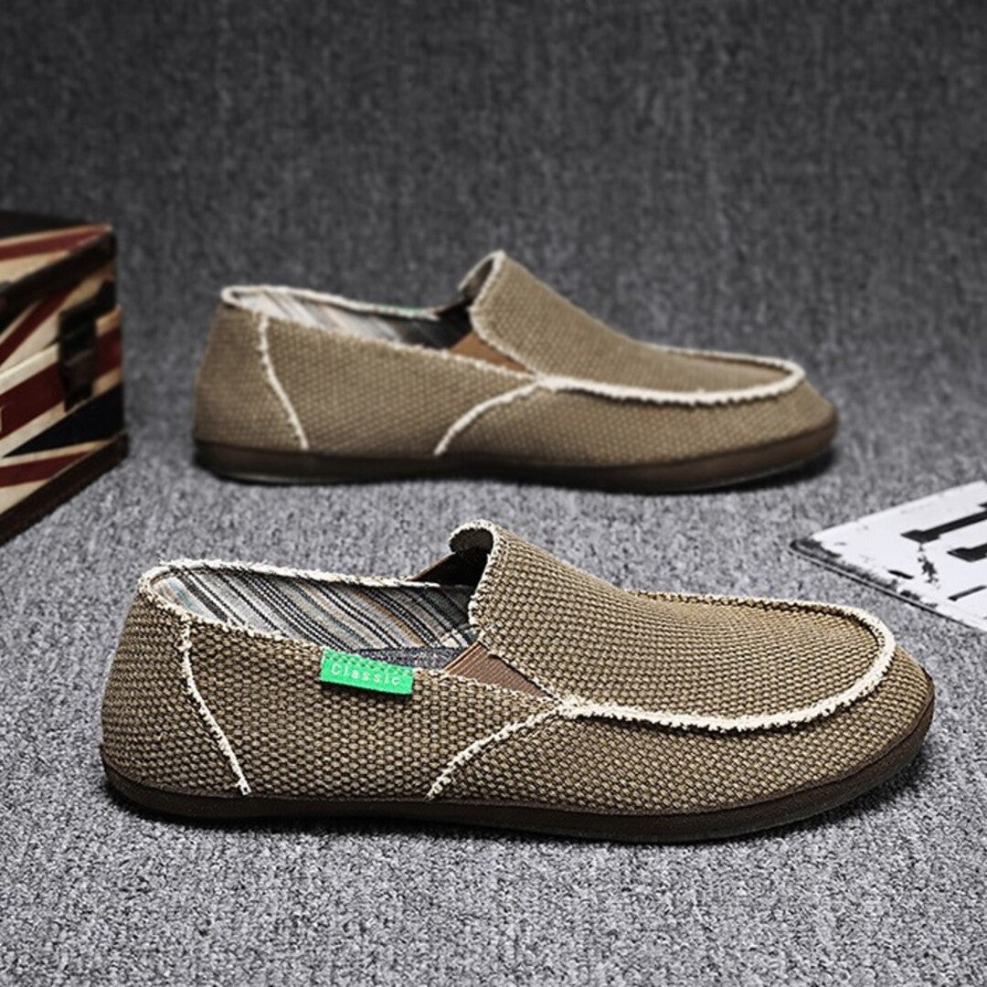 Close-up of the easy slip-on opening and cushioned shoe design
