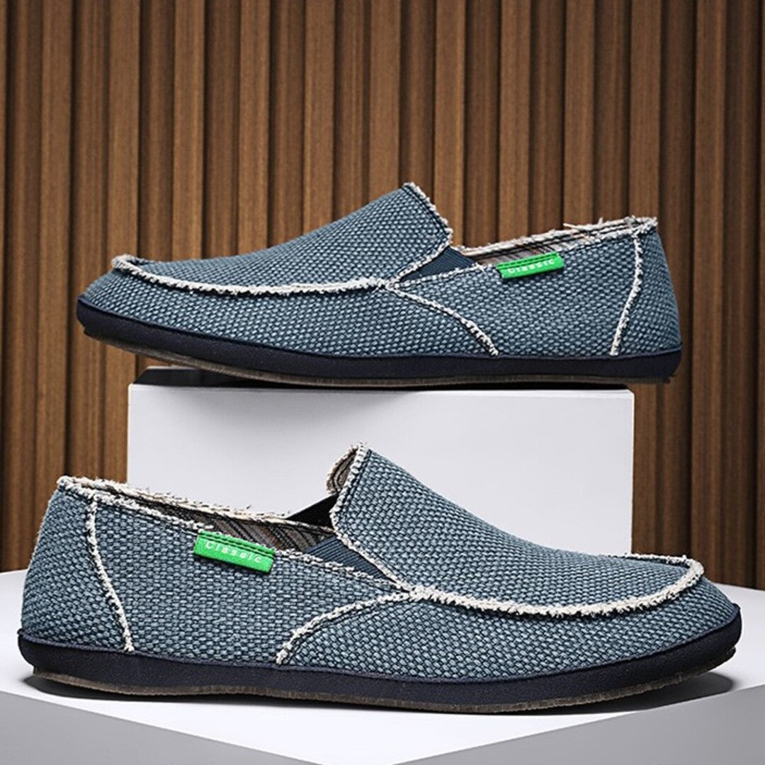 Pair of lightweight comfort slip-on shoes shown from the side