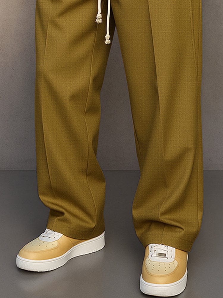 Back view of men's straight-leg drawstring trousers