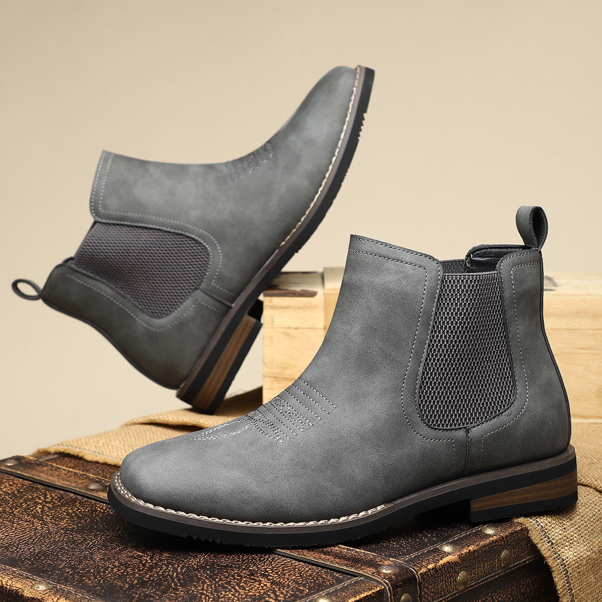 Full product view of men's classic leather boots