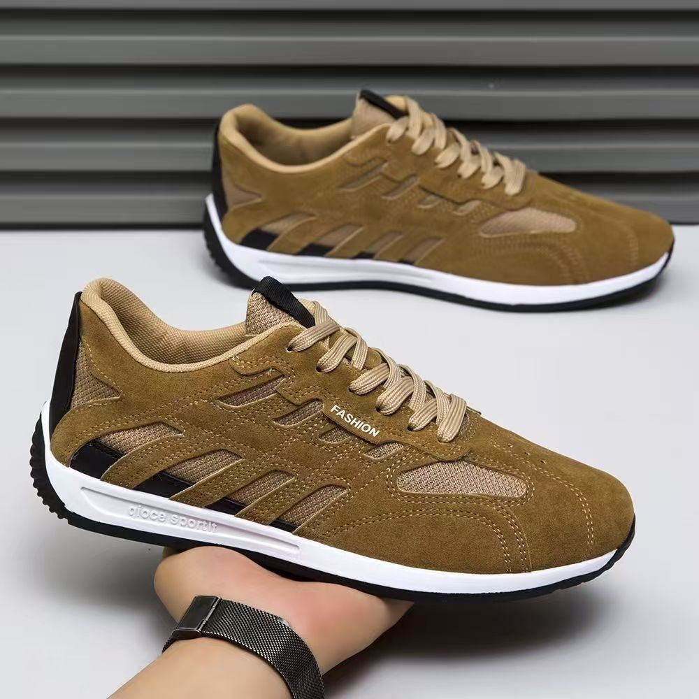Suede sneaker upper with detailed stitching