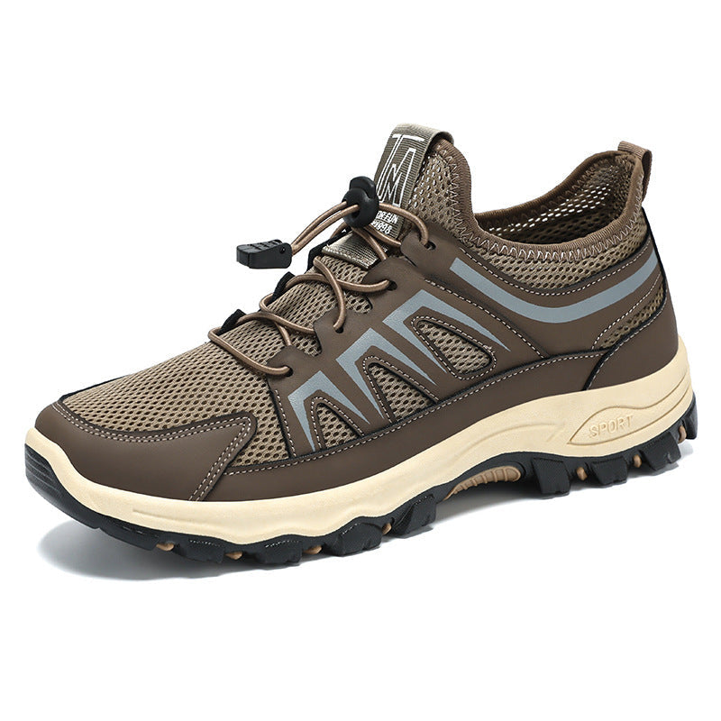 Men's Breathable Mesh Trekking Sneakers With Quick Lace