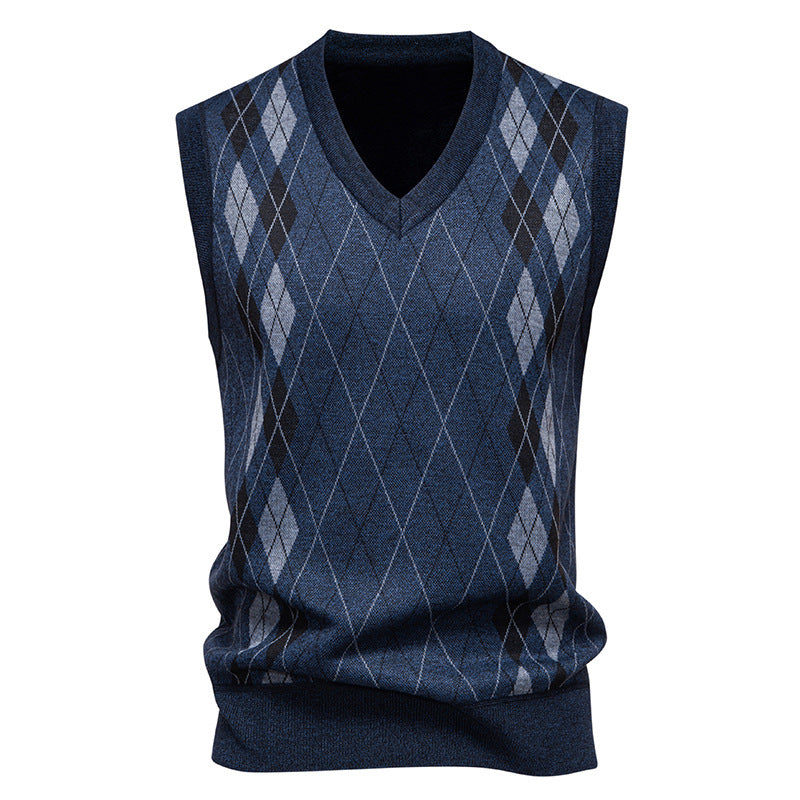 Men's knit vest featuring a classic V-neck design