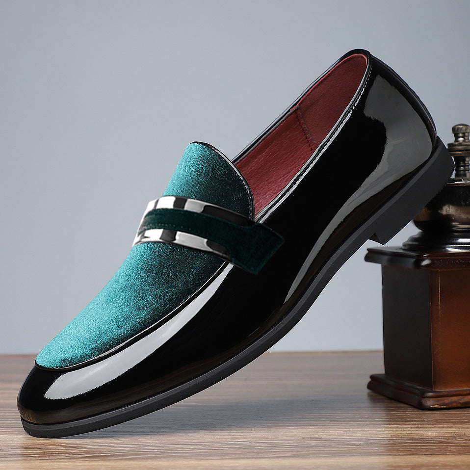 Patent Leather Contrast Panel Loafers
