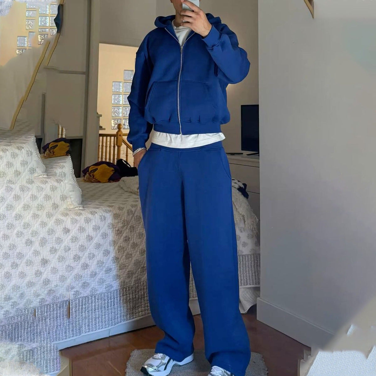 Men's Oversized Zip Hoodie And Relaxed Sweatpants Set