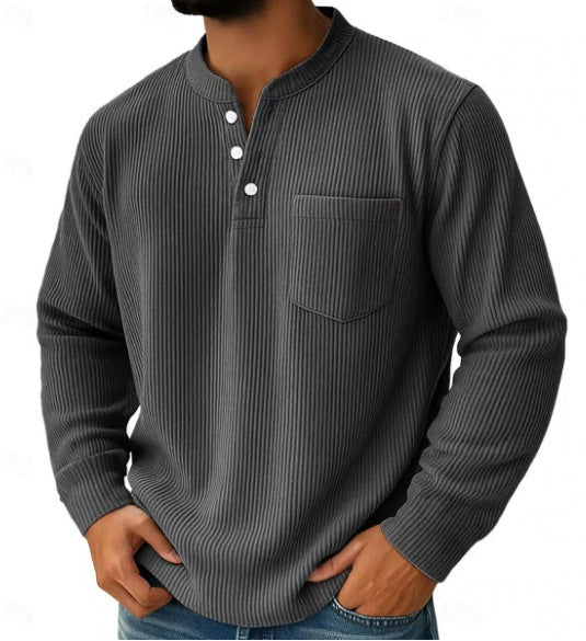 Men's waffle knit Henley shirt styled for everyday wear