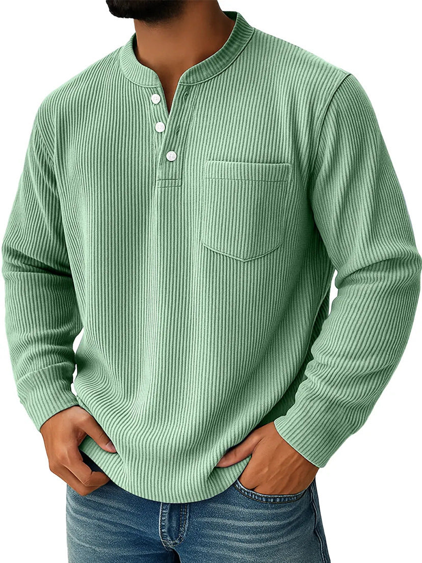 Long-sleeve men's Henley shirt for casual layering