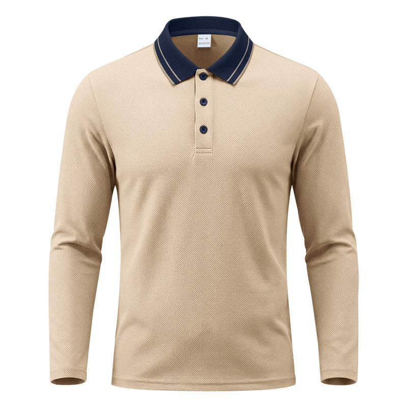 Long sleeves and cuffs on a men's pique polo shirt