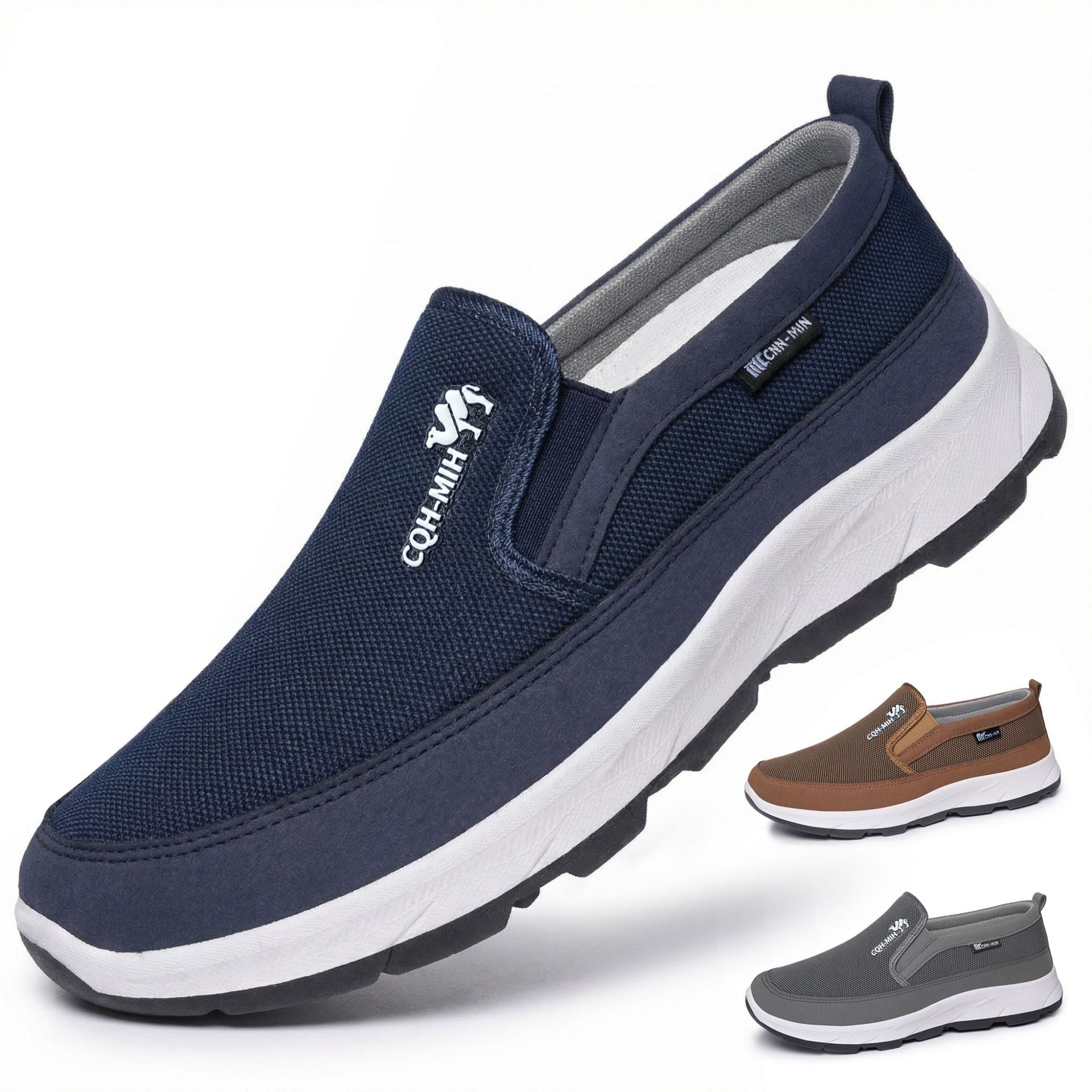 Top view of a men’s padded slip-on sneaker with a streamlined shape