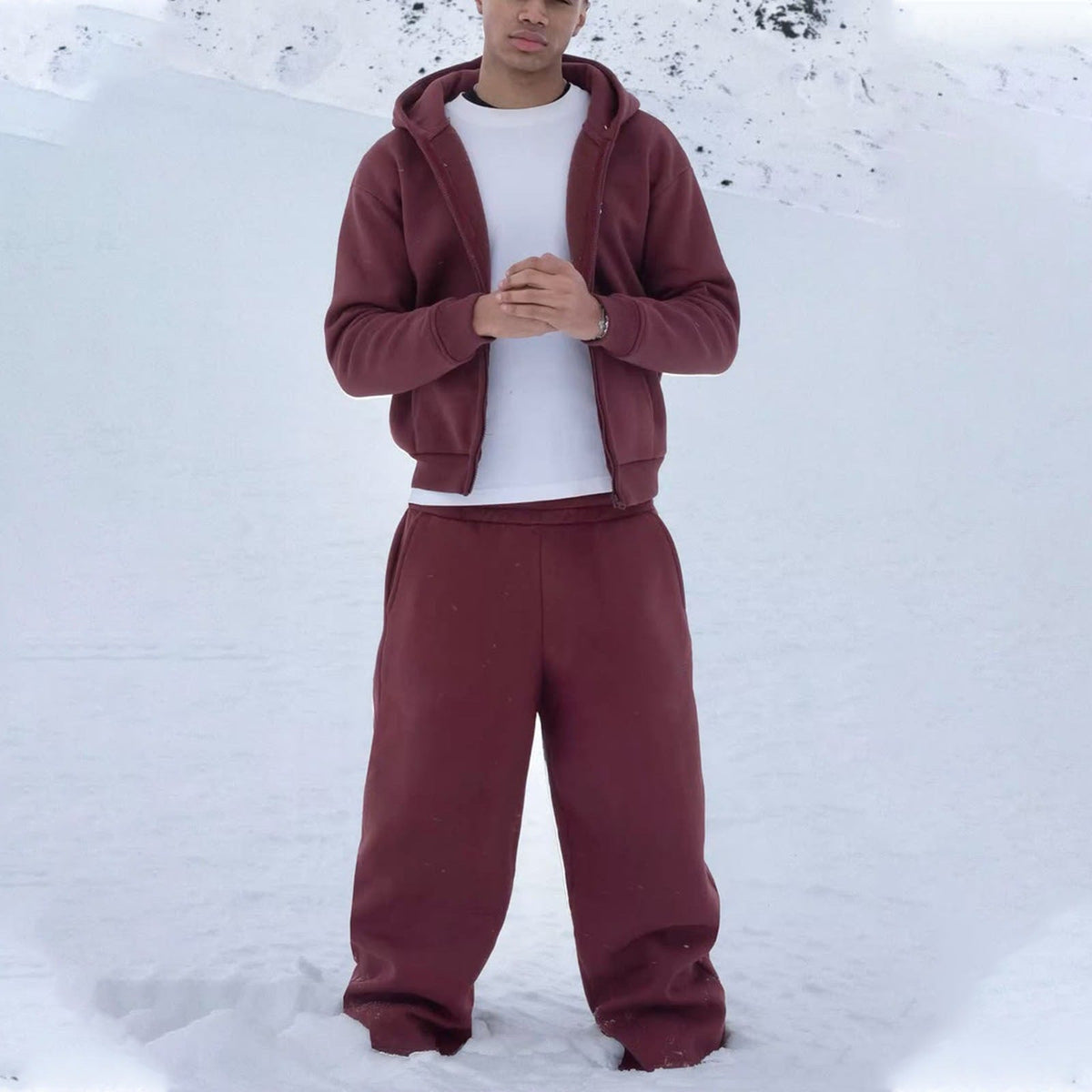 Men's oversized zip hoodie and relaxed sweatpants set
