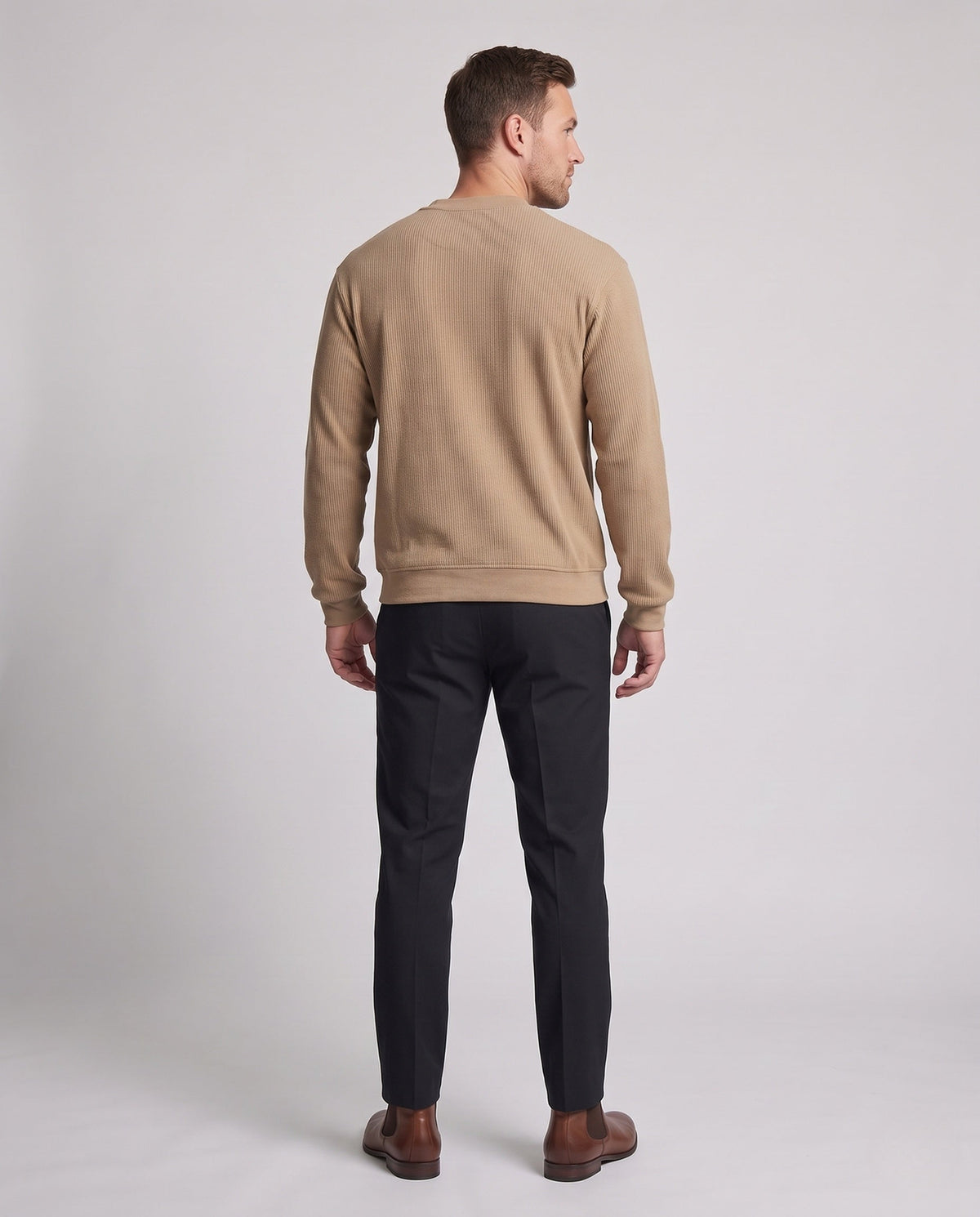Side view of a modern men's scarf sleeve blouse