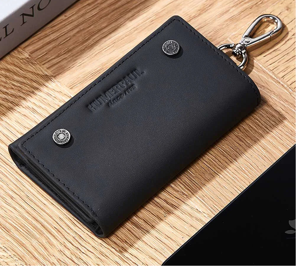 Men’s Leather Key Wallet – Zipper Key Holder with Coin Pocket