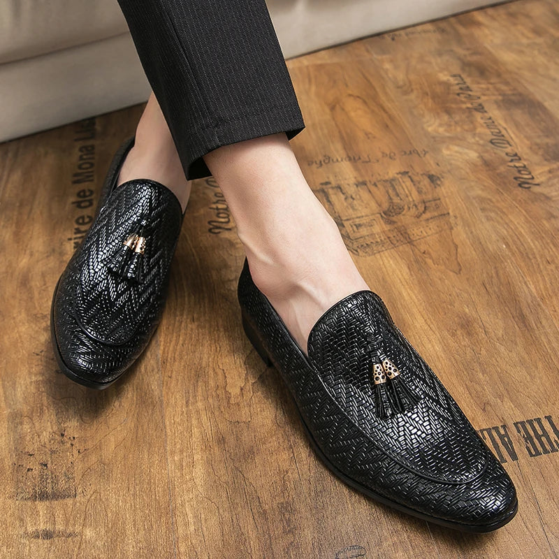 Tristan Renoire Embossed Leather Tassel Loafers