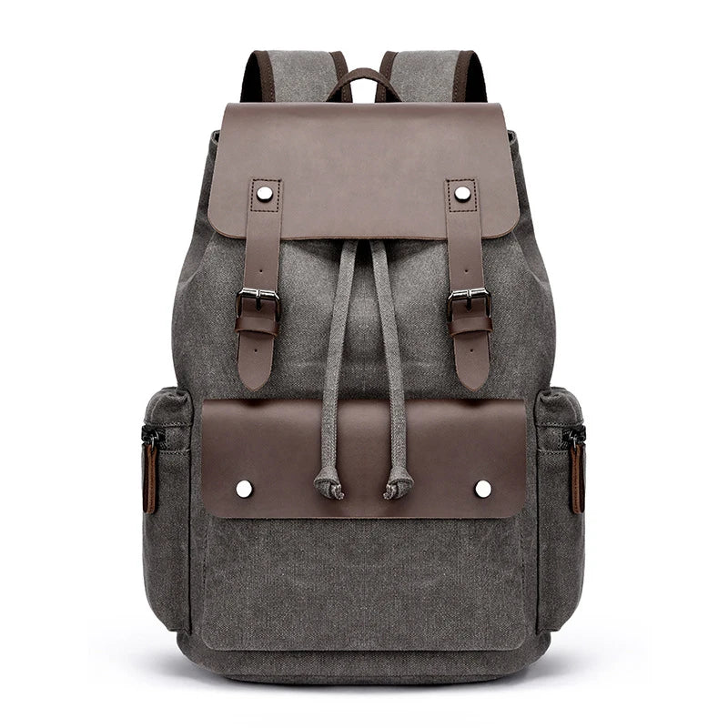 Vinthentic Men’s Vintage Canvas Backpack – Large Capacity Laptop Travel School Bag