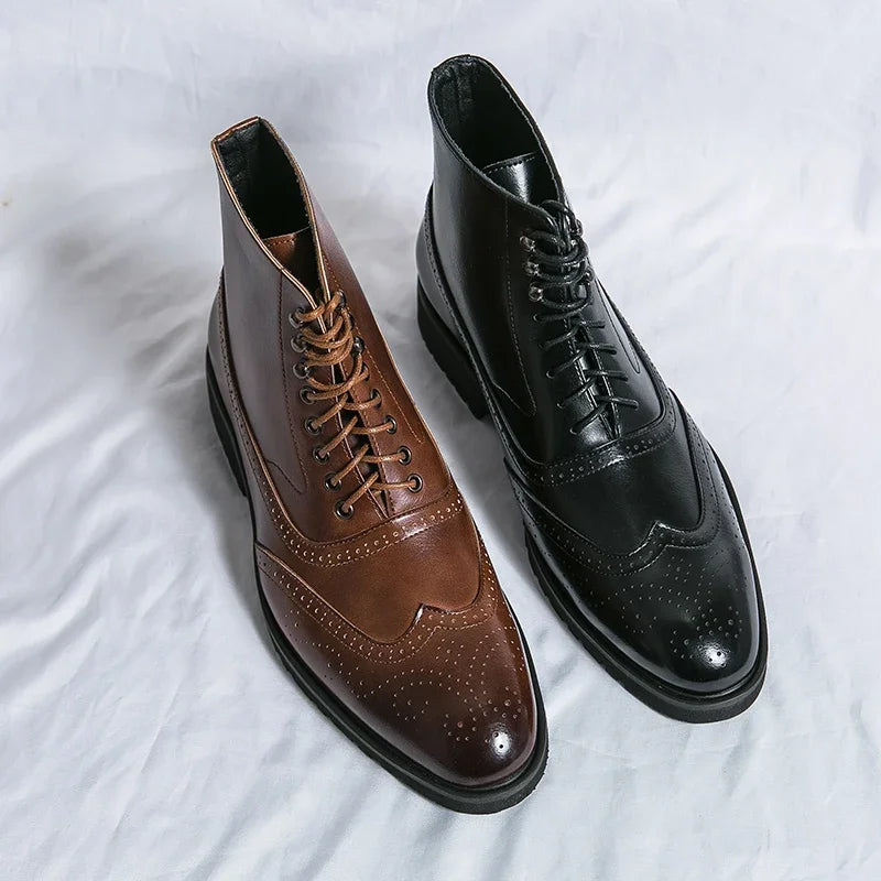 Giovanni Santi Genuine Leather Brogue Boots