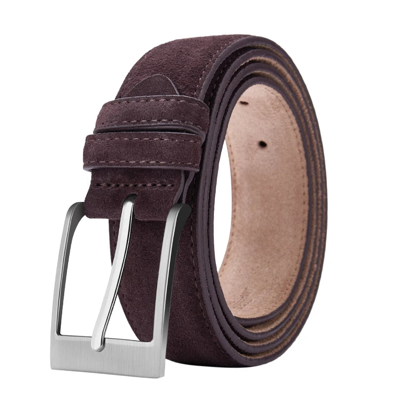 Suede Leather Belt – Classic Pin Buckle Casual Jeans Belt