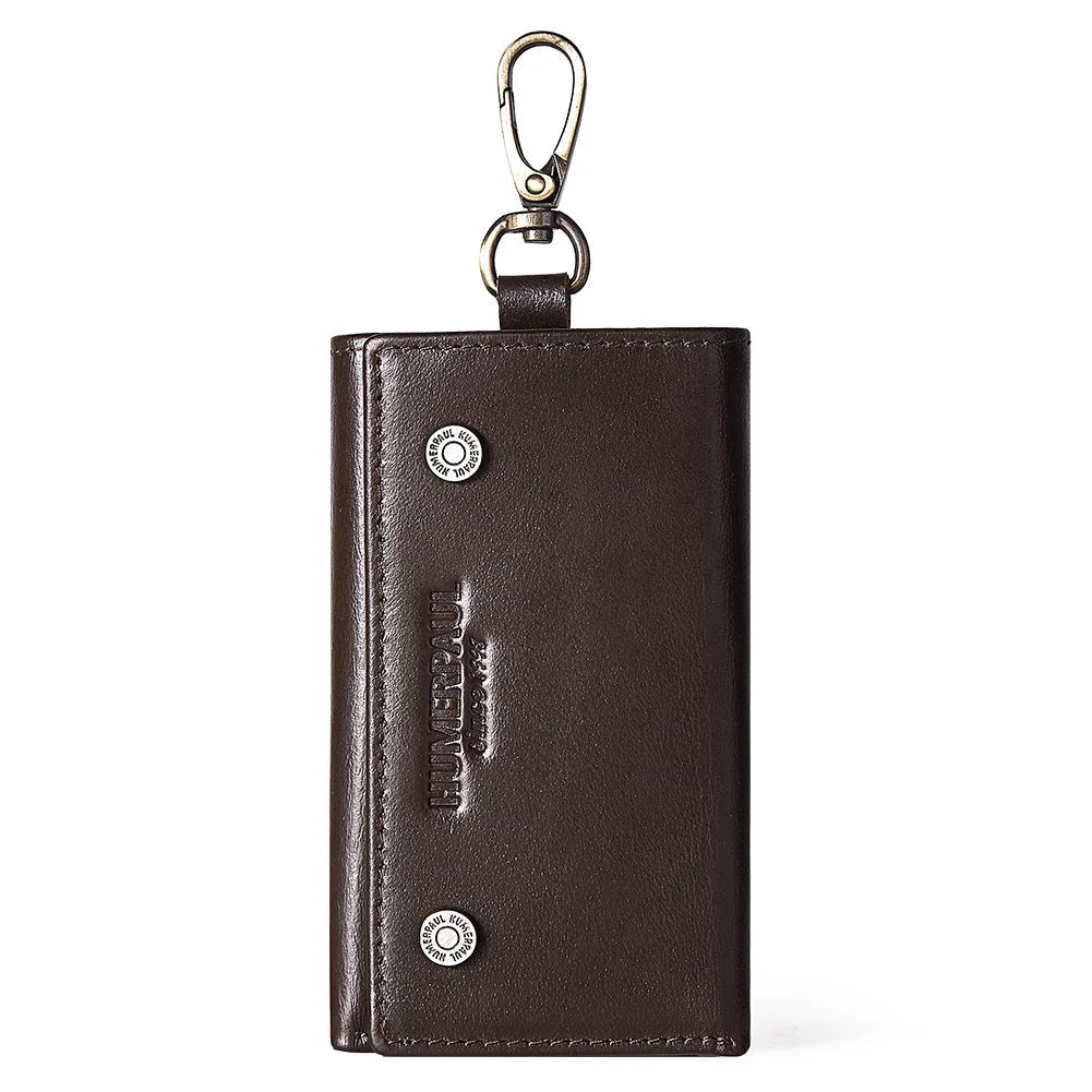 Men’s Leather Key Wallet – Zipper Key Holder with Coin Pocket