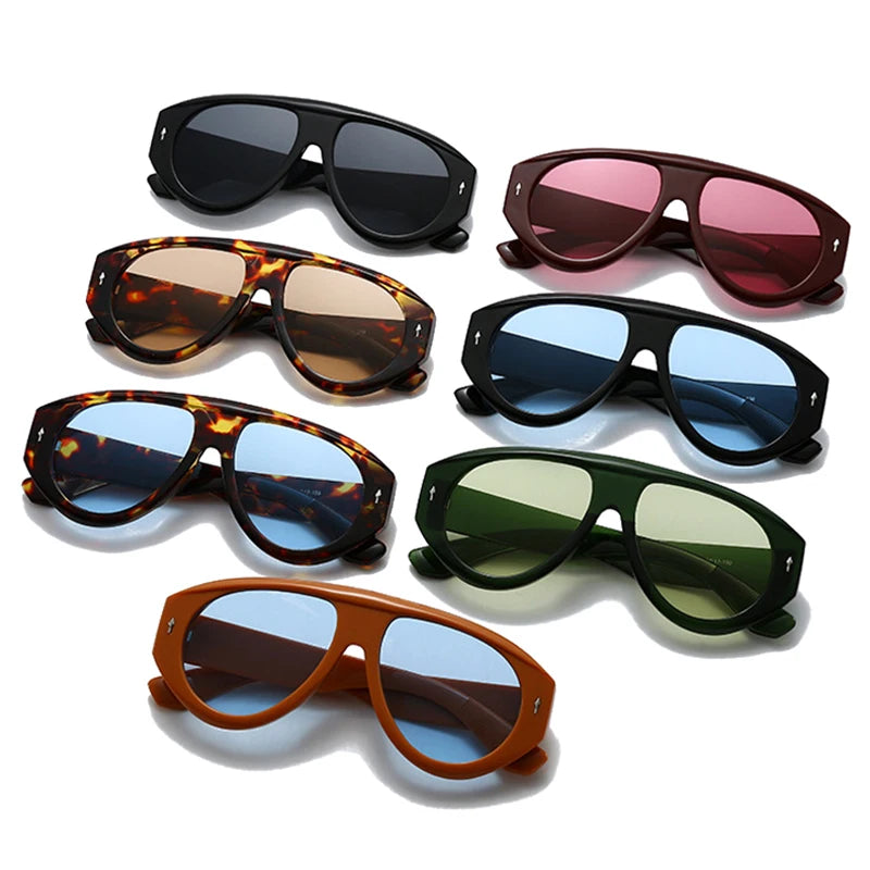 Retro Pilot Sunglasses – Tortoiseshell Frame Blue Lens UV400