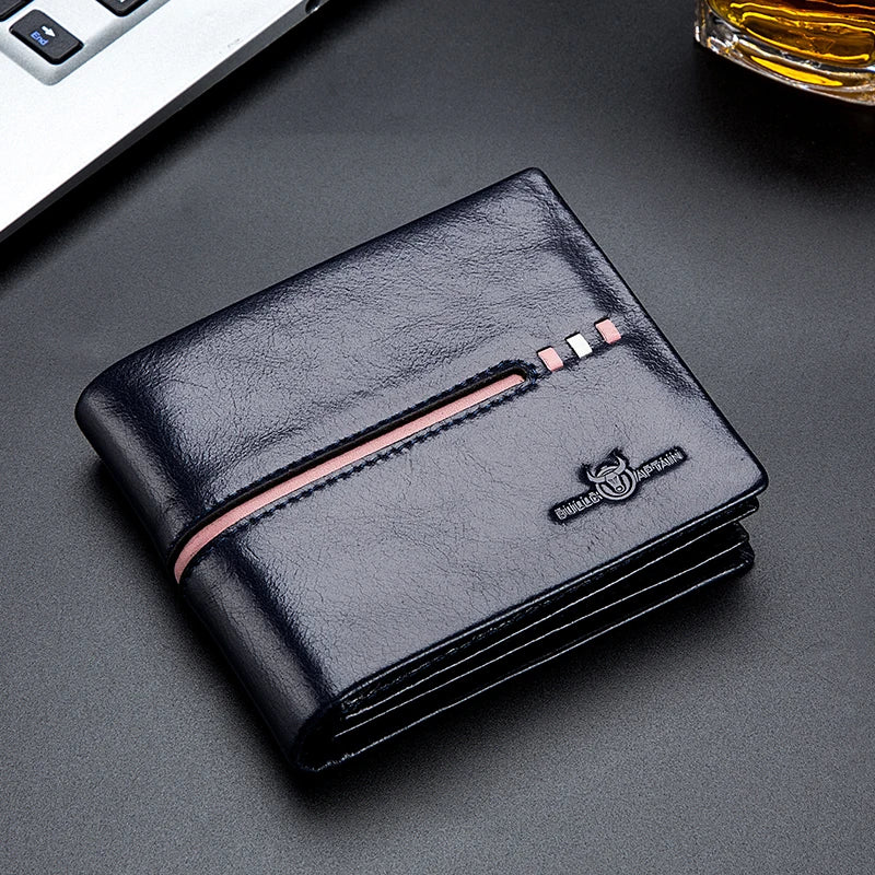 BULLCAPTAIN Men’s Genuine Leather Wallet – RFID Blocking Business Card Holder Bifold Purse
