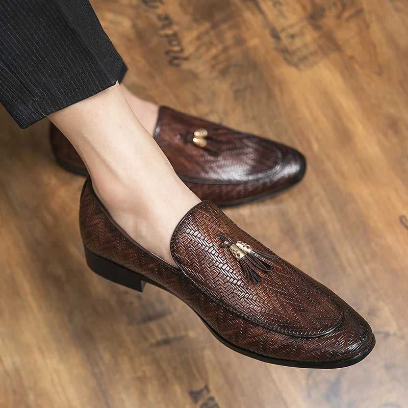 Tristan Renoire Embossed Leather Tassel Loafers