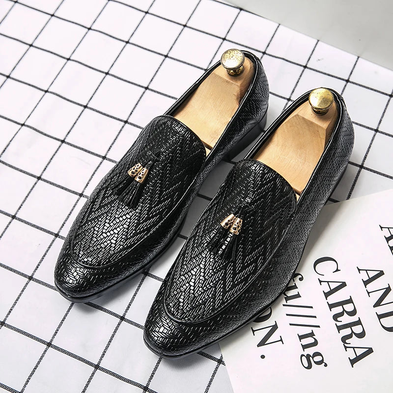 Tristan Renoire Embossed Leather Tassel Loafers