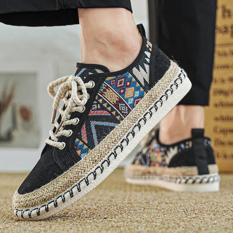 Loïc Bellagrandi Men’s Ethnic Print Espadrille Sneakers