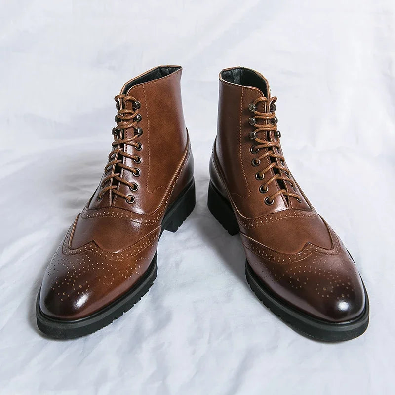 Giovanni Santi Genuine Leather Brogue Boots