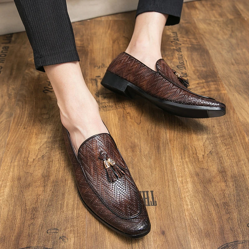 Tristan Renoire Embossed Leather Tassel Loafers