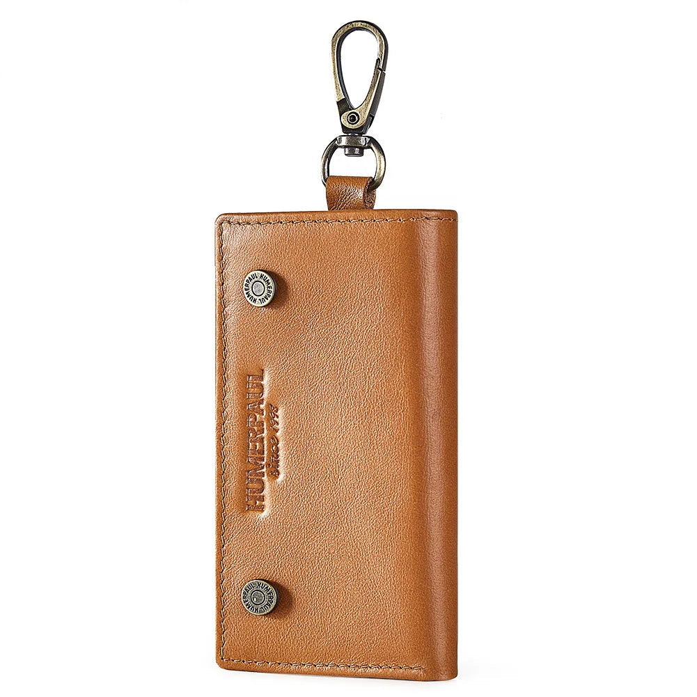 Men’s Leather Key Wallet – Zipper Key Holder with Coin Pocket