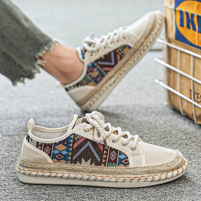 Loïc Bellagrandi Men’s Ethnic Print Espadrille Sneakers