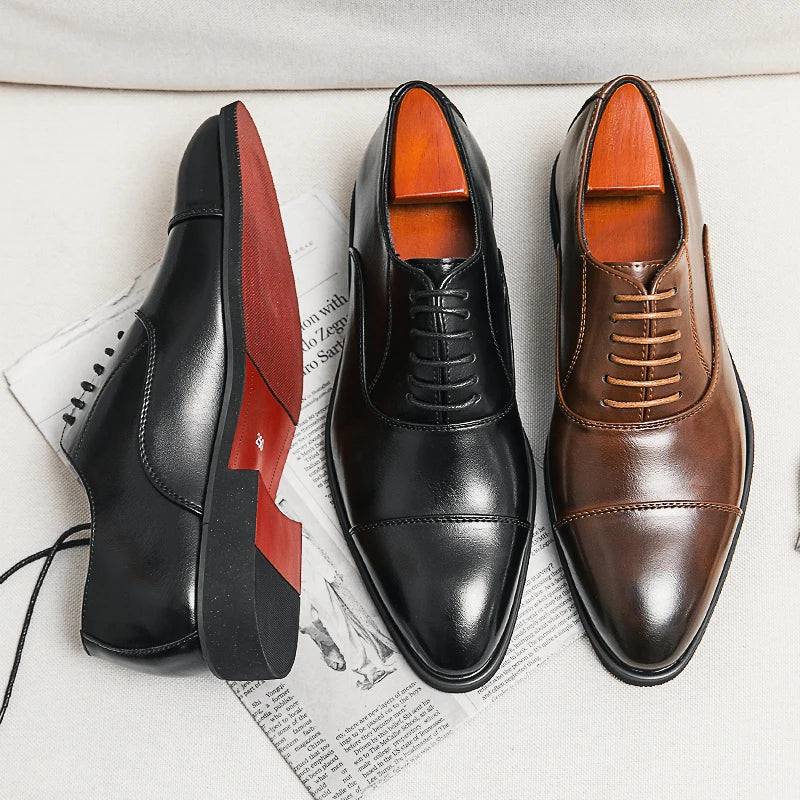 Luca Giordano Genuine Leather Oxford Shoes
