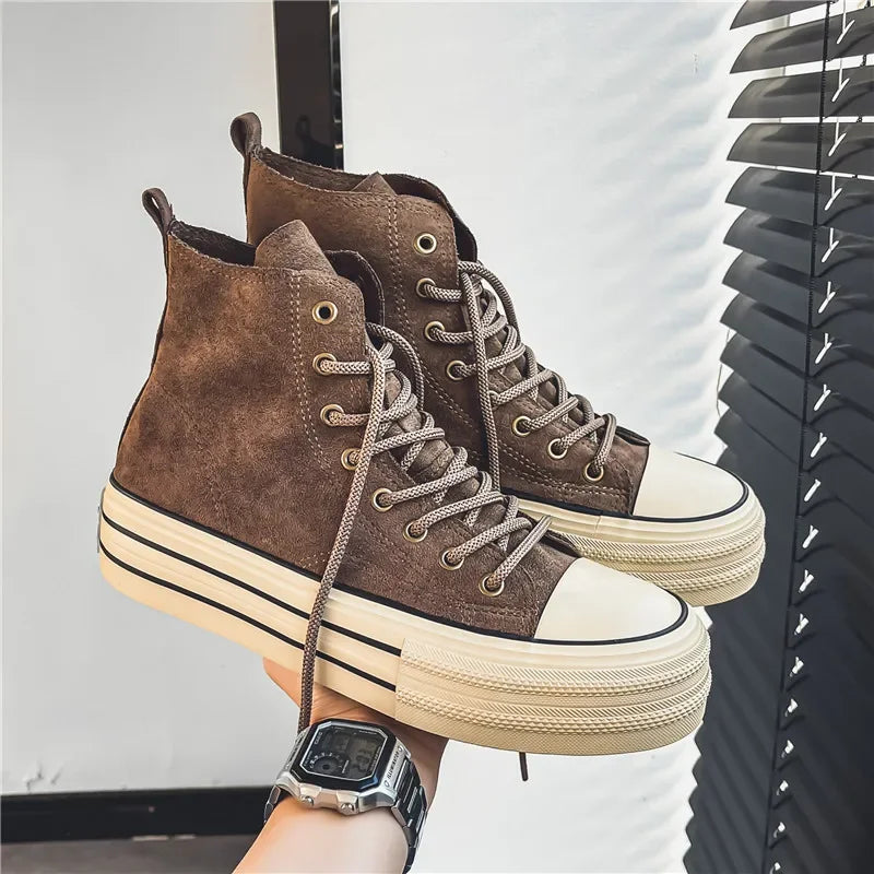 Benoît Lucarini Men’s Suede Vintage High-Top Sneakers