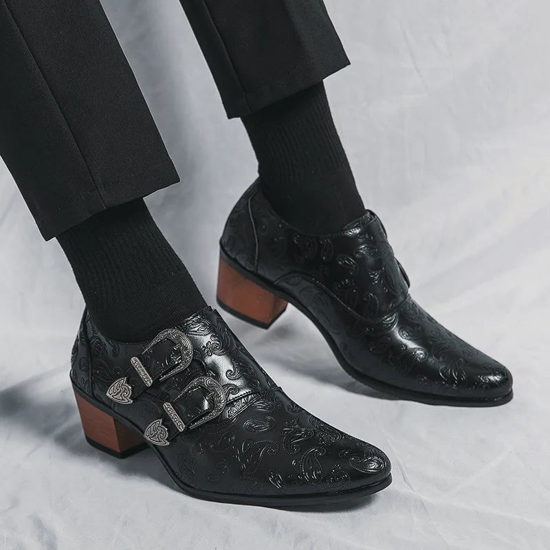 Leonardo Savarese Embossed Monk Strap Dress Arch Support Shoes