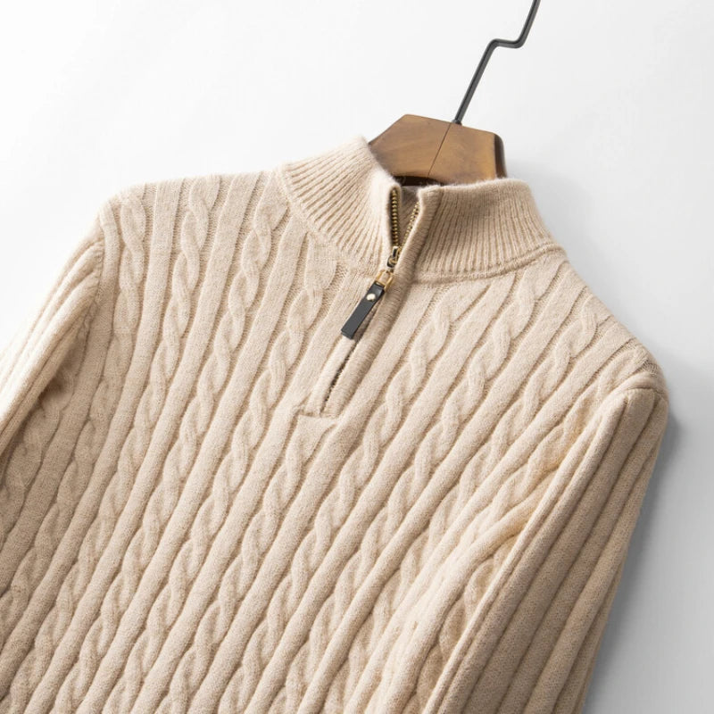 Livio Agresti Premium Half-Zip Alpaca Sweater