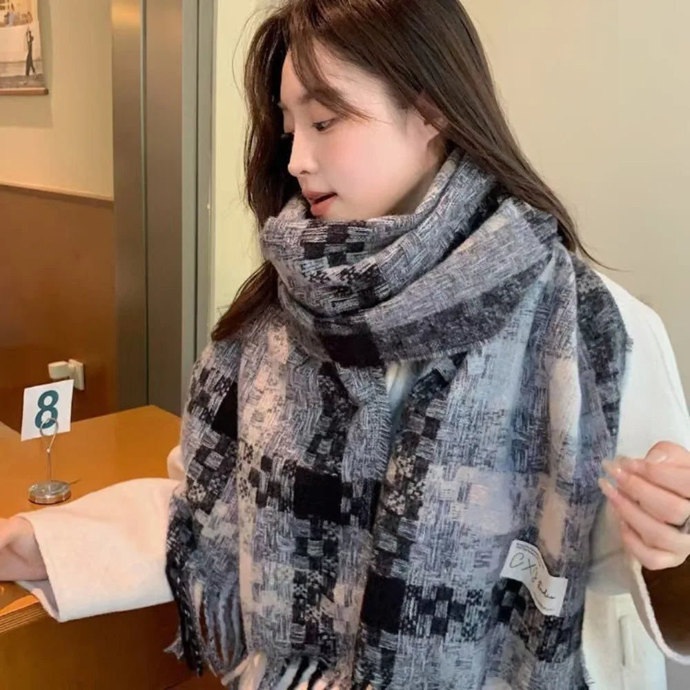 Vinthentic Coffee Plaid Winter Unisex Scarf