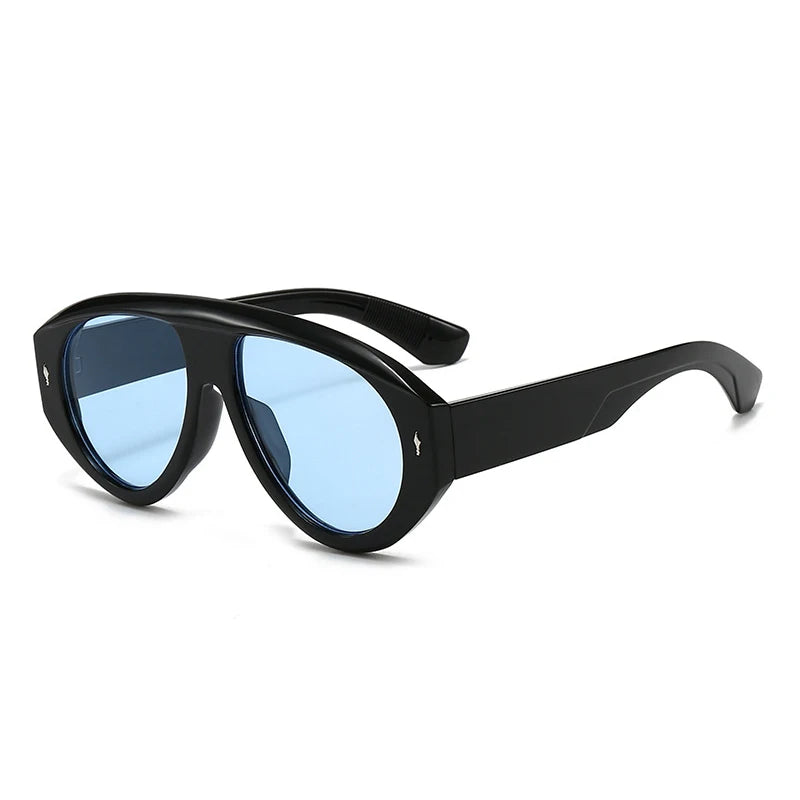 Retro Pilot Sunglasses – Tortoiseshell Frame Blue Lens UV400 display picture 1